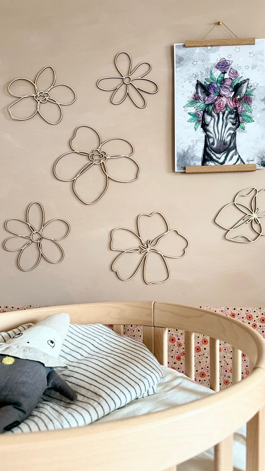 Set of 6 Wooden Flowers Wall Decoration - Wildflowers