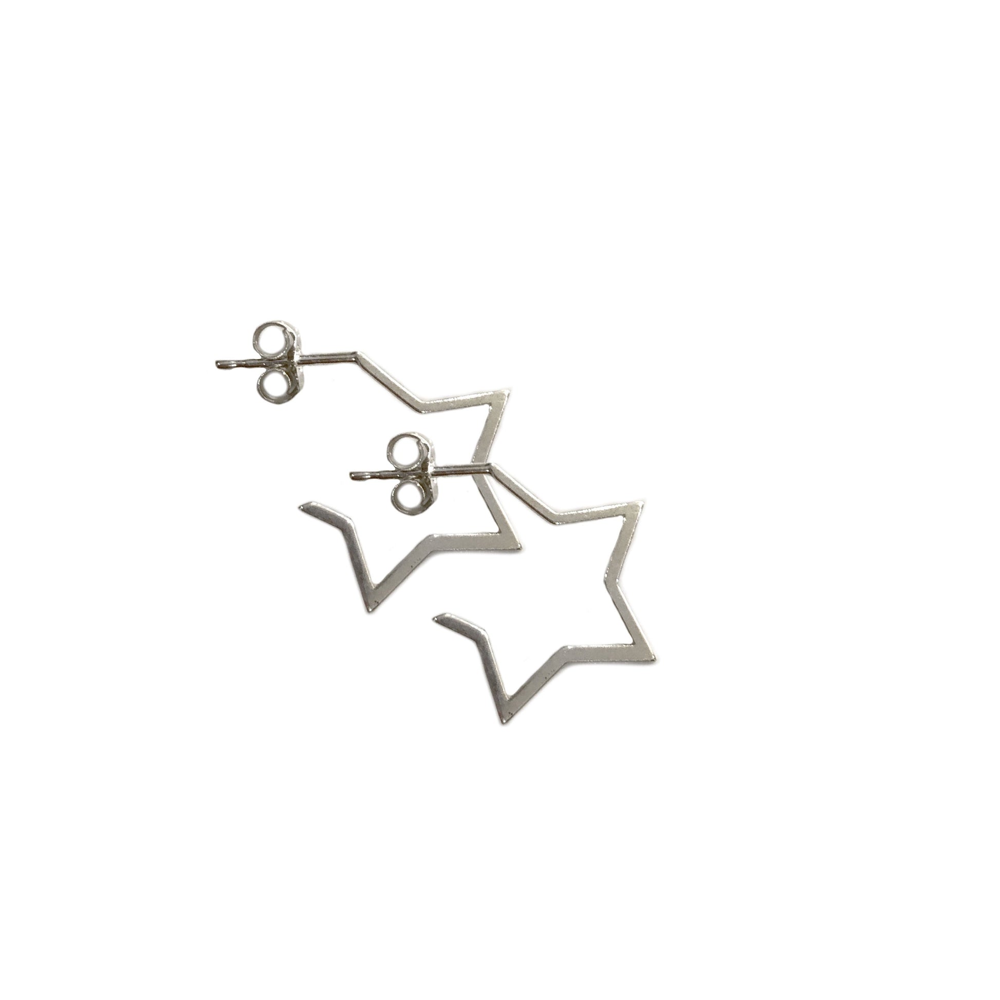 Sterling Silver Open Star Hoops
