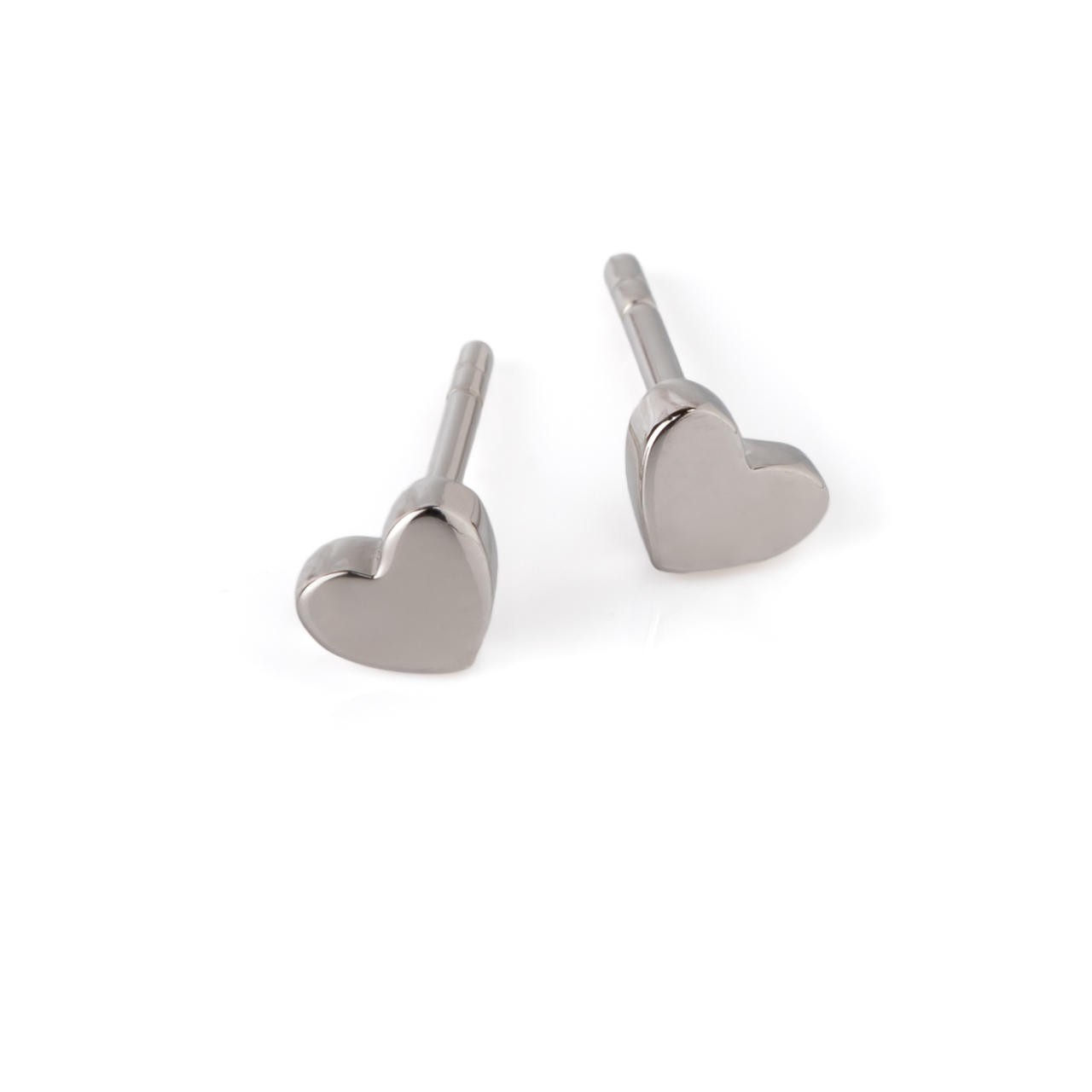 Classic Shiny Heart Studs in 925 Silver - Sweet & Elegant Designed in Estonia by MyaMoon at www.brixbailey.com