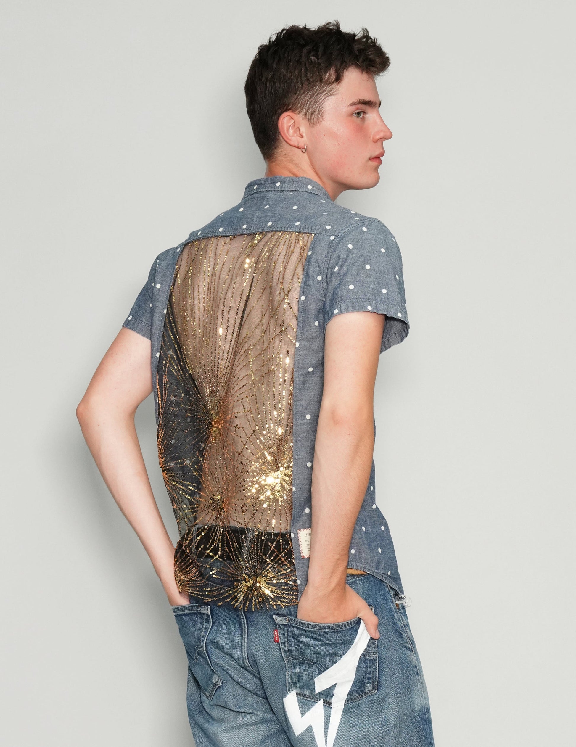 Polka Dot Party Back Short Sleeve Shirt