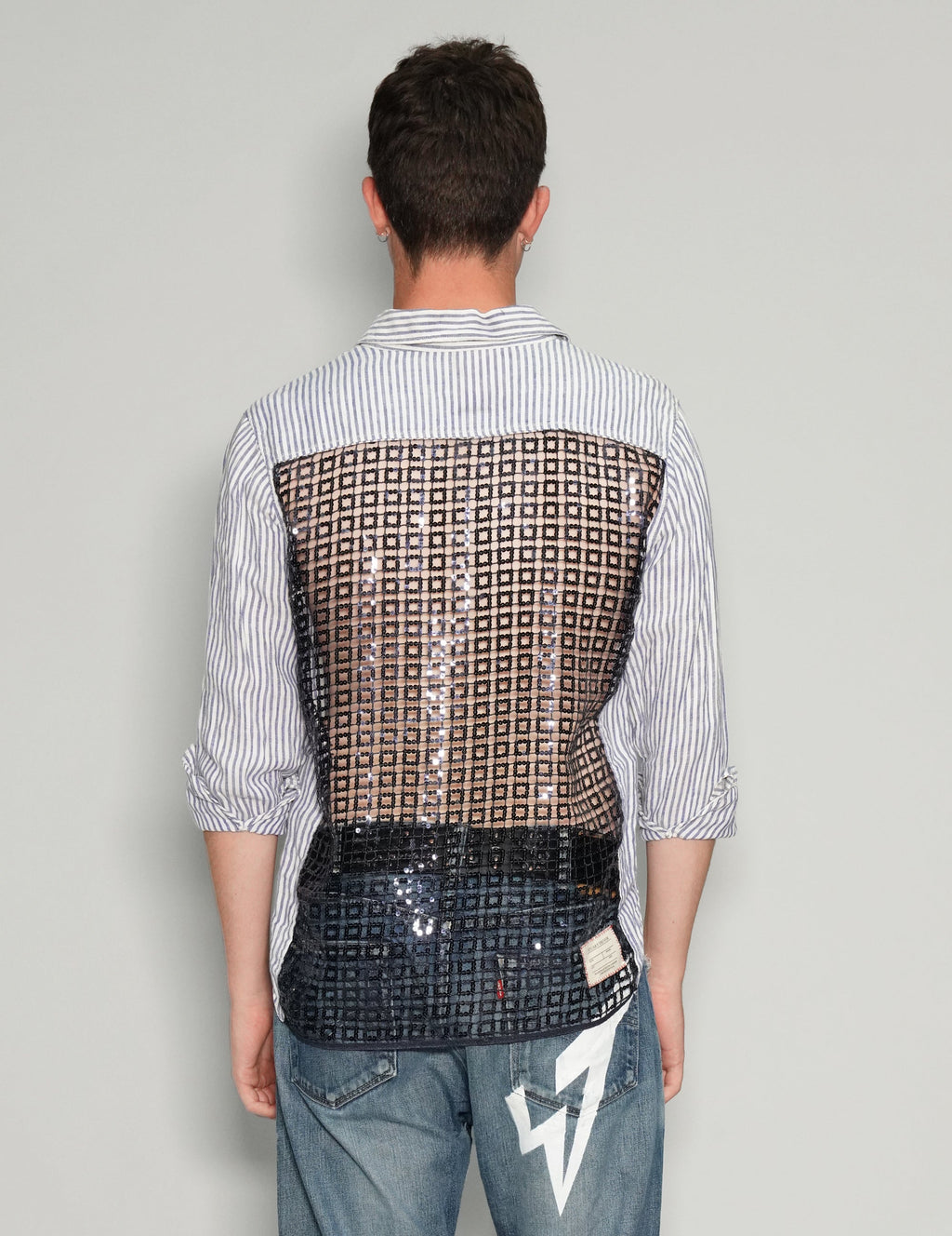 Striped Party Back Shirt in Linen