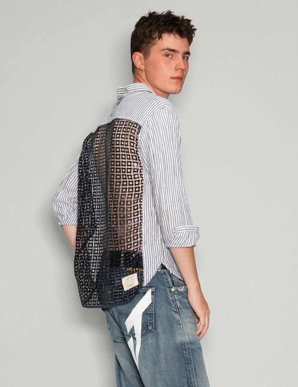 Striped Party Back Shirt in Linen