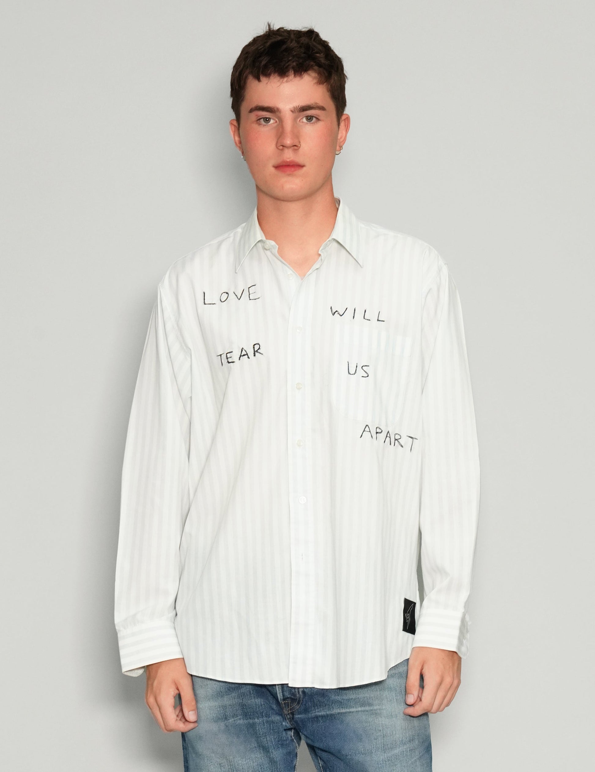 Love Will Tear Us Apart Vintage Striped Cotton Shirt