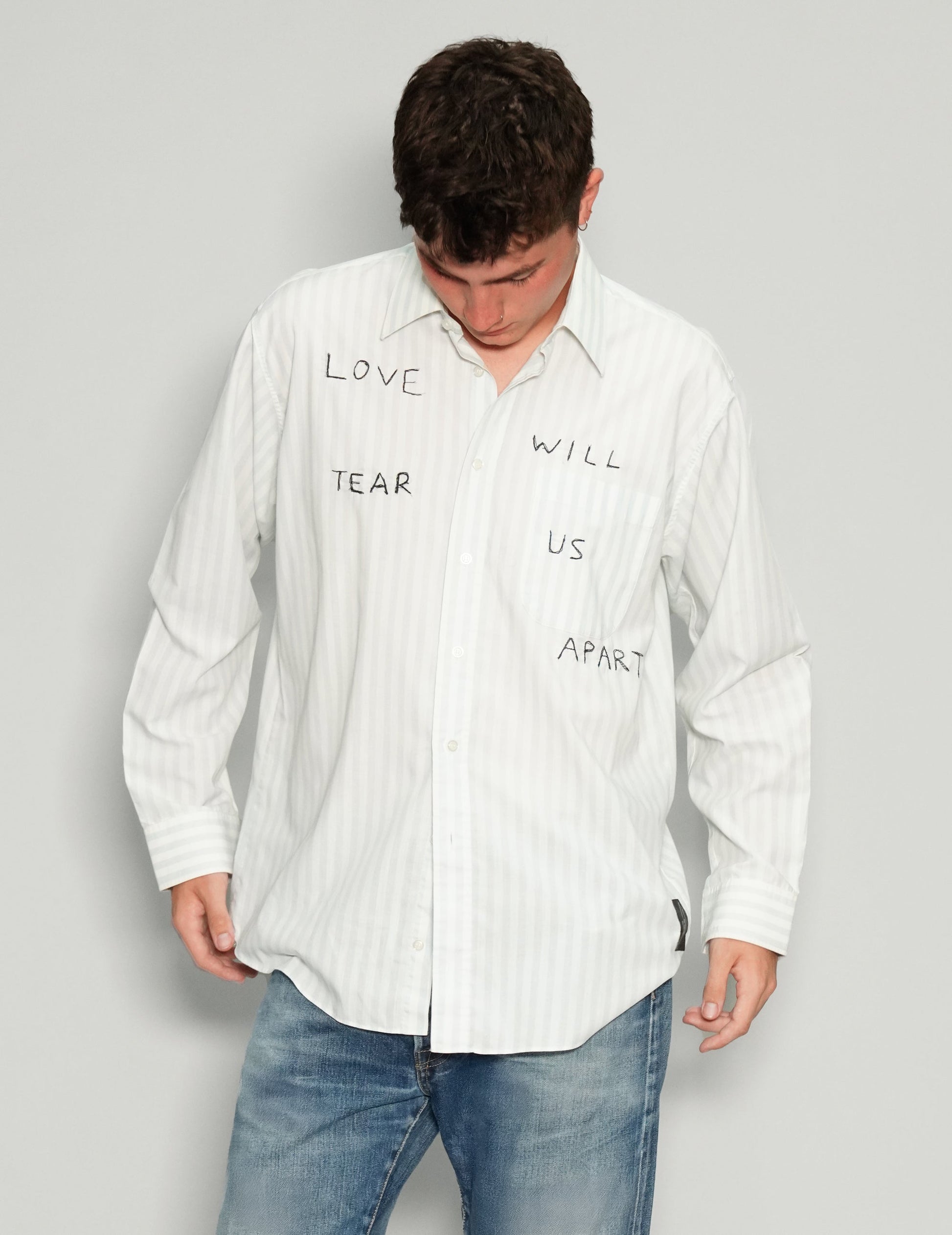 Love Will Tear Us Apart Vintage Striped Cotton Shirt