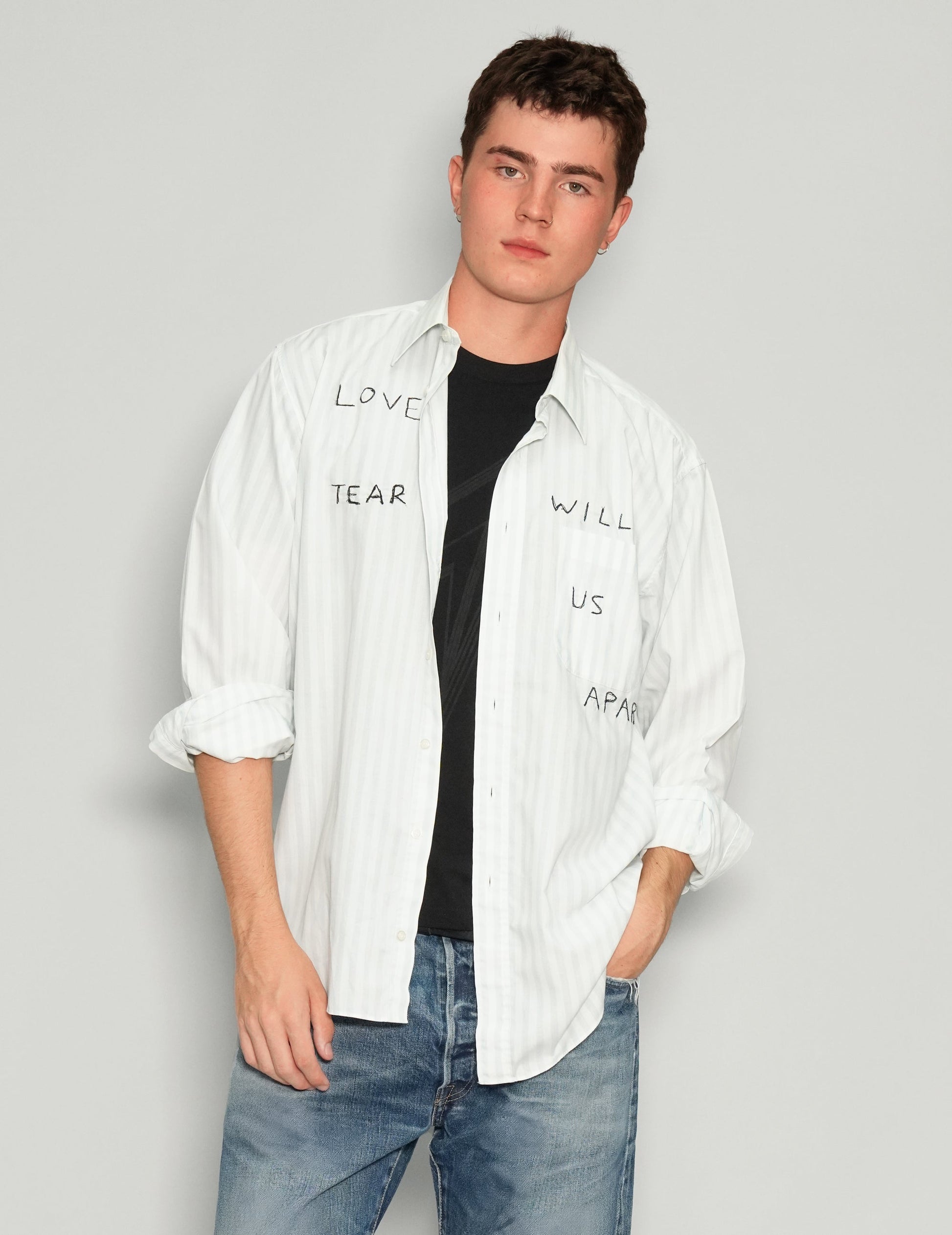 Love Will Tear Us Apart Vintage Striped Cotton Shirt