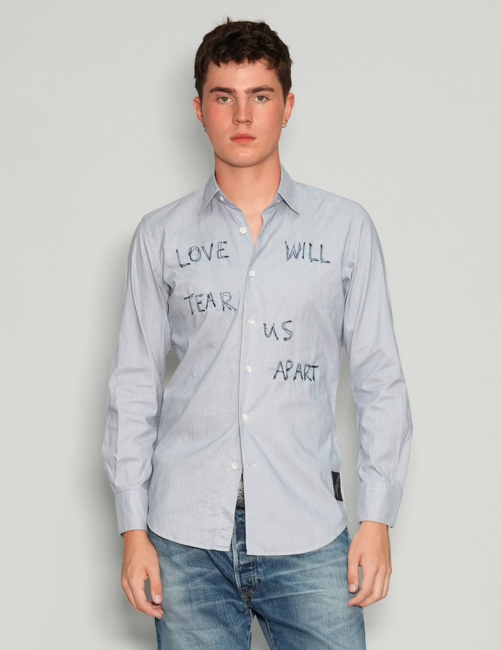Love Will Tear Us Apart Light Blue Shirt