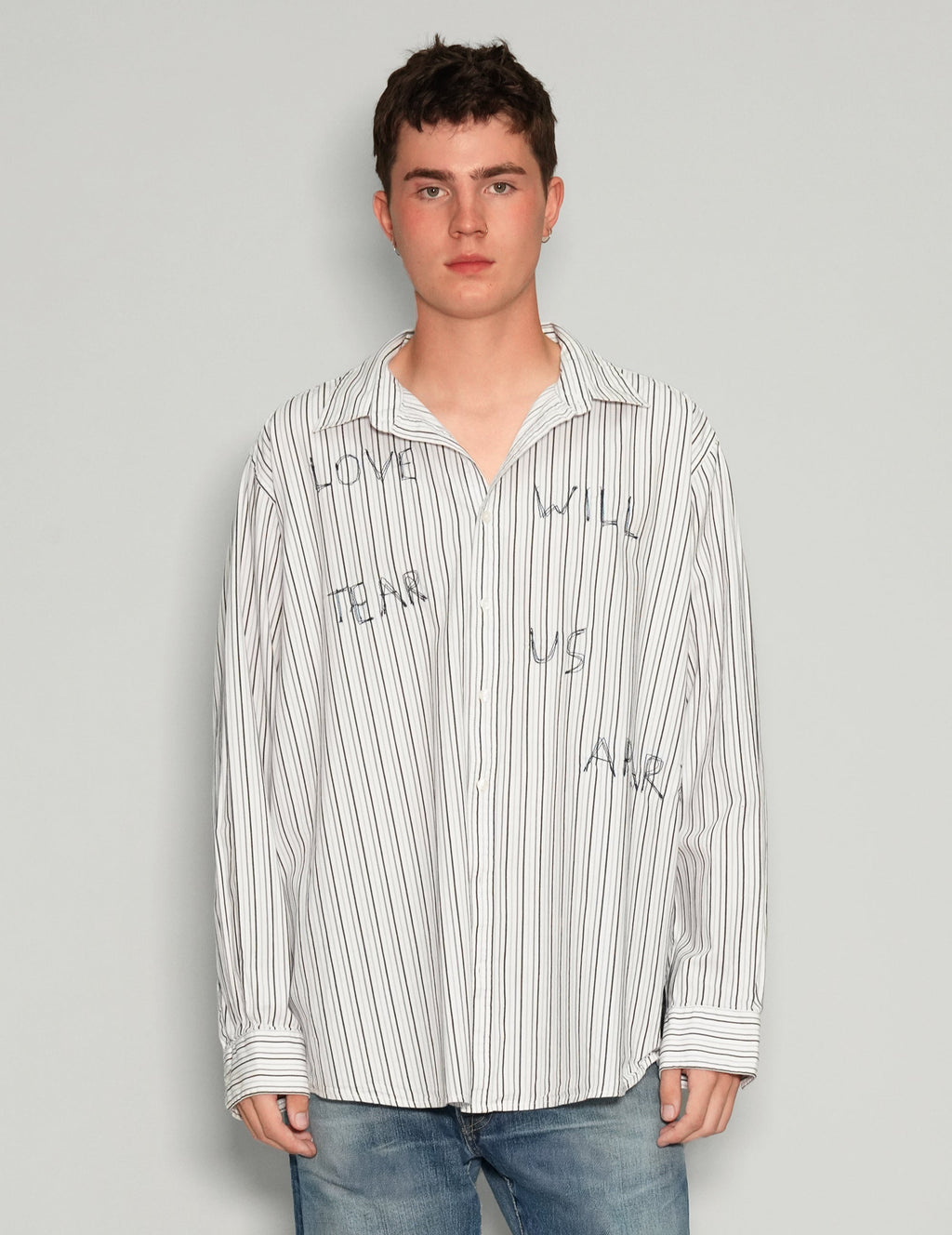 Love Will Tear Us Apart Dark Striped Shirt