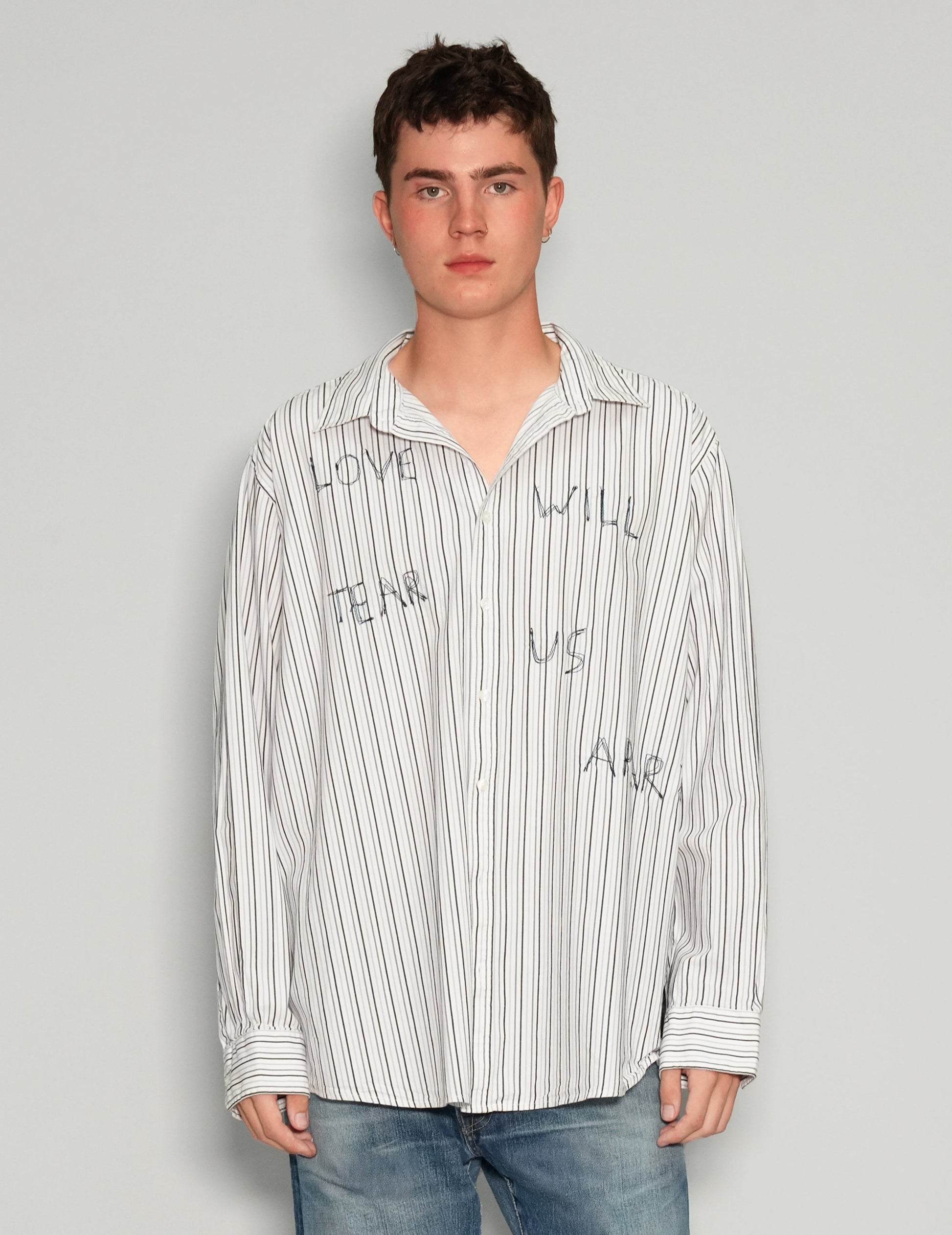 Love Will Tear Us Apart Dark Striped Shirt