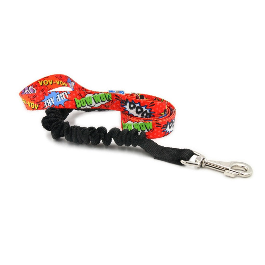 bold red graffiti shock absorbing dog leash on a dark urban background