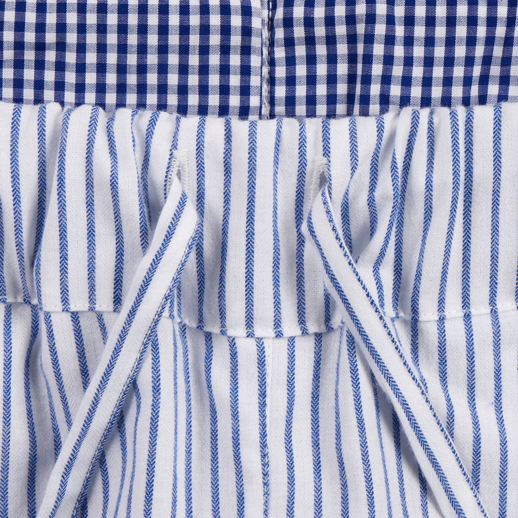 Unisex Monk Seal Shorts in Blue and White Stripe