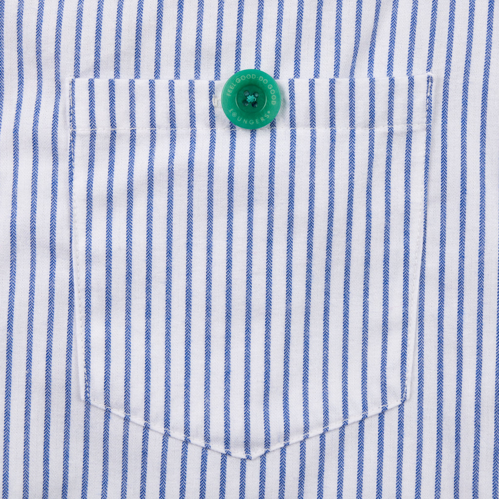 Unisex Monk Seal Shorts in Blue and White Stripe