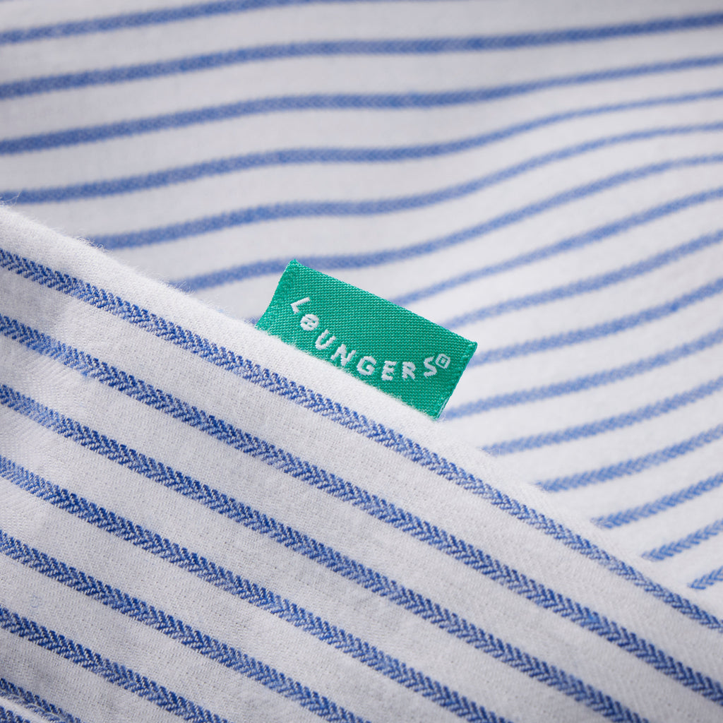 Unisex Monk Seal Shorts in Blue and White Stripe