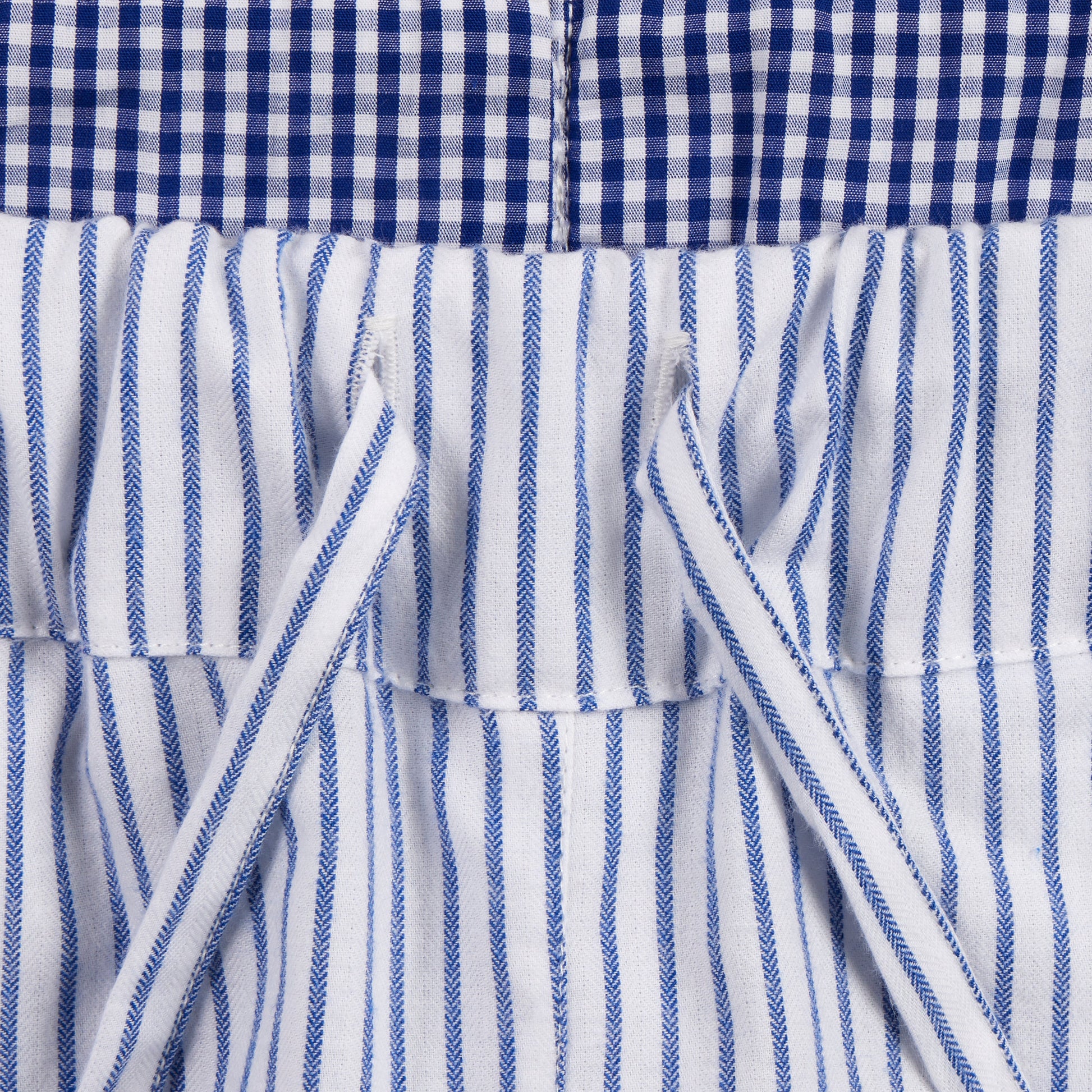 Unisex Monk Seal Shorts in Blue and White Stripe