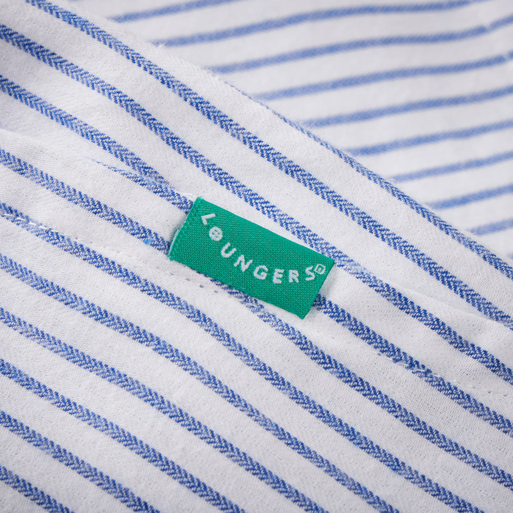 Unisex Monk Seal Shorts in Blue and White Stripe