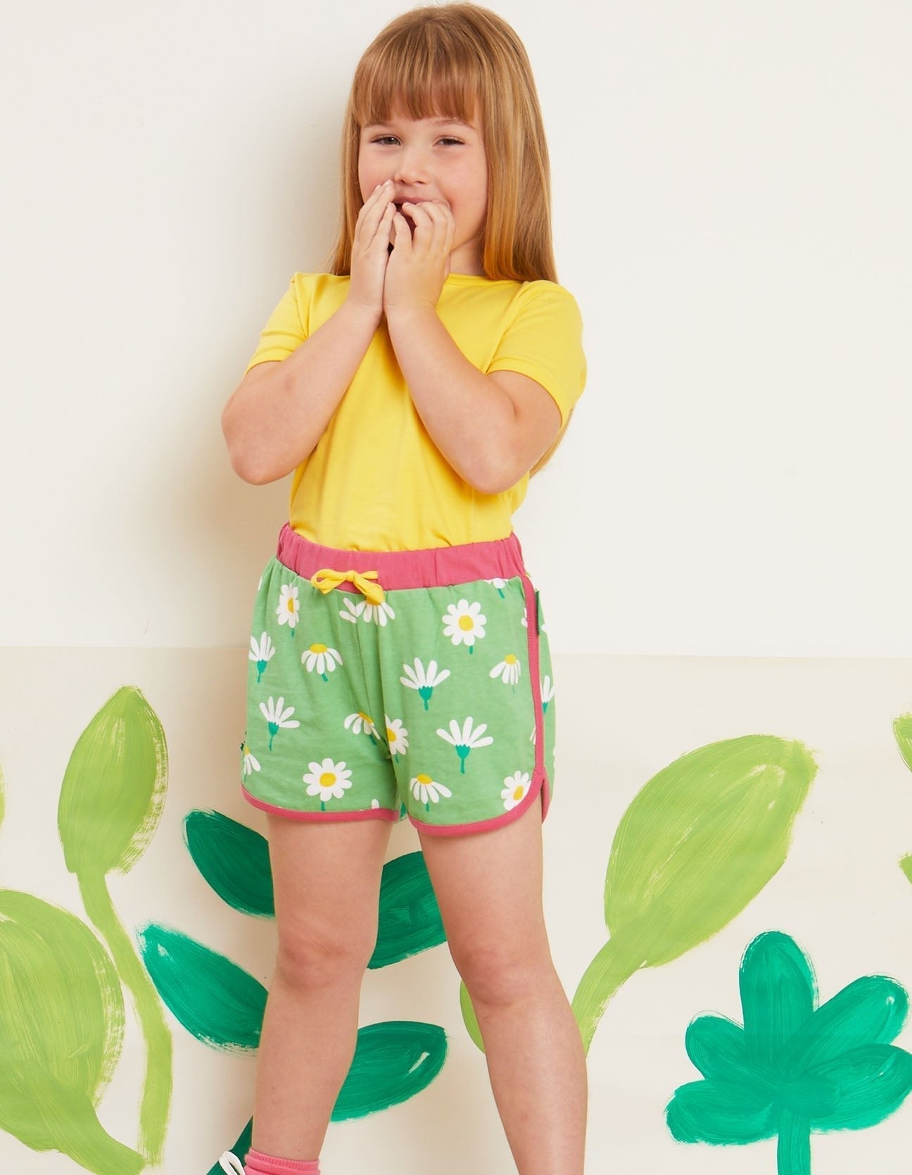 Organic Daisy Print Running Shorts for Kids