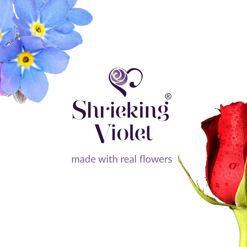 Handmade Sterling Silver Round Drop Earrings with Real Flowers