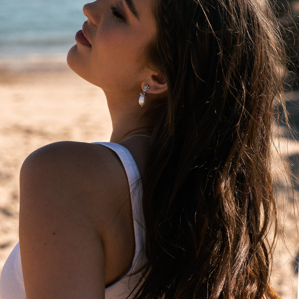 Silver Baroque Pearl Earrings Lyra