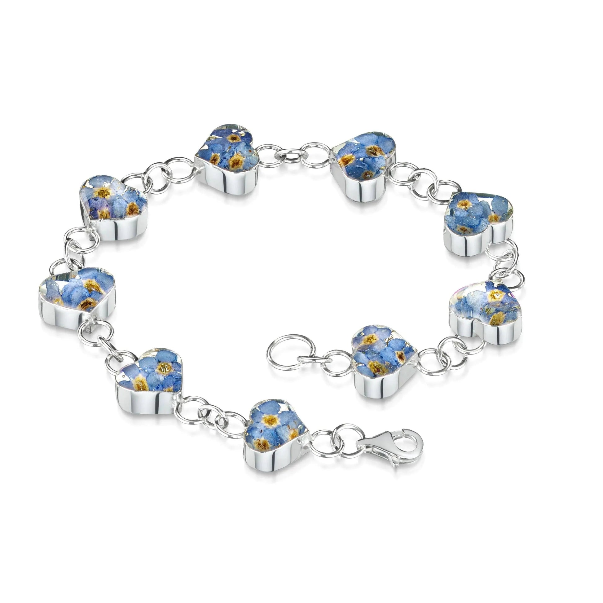 Forget Me Not Heart Bracelet in Sterling Silver and Gold Plated
