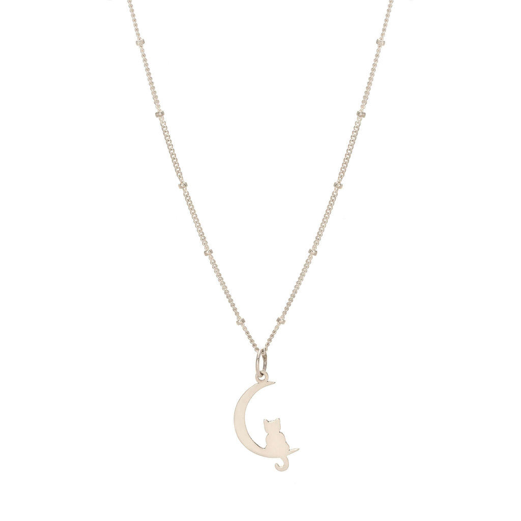Silver Cat Moon Necklace