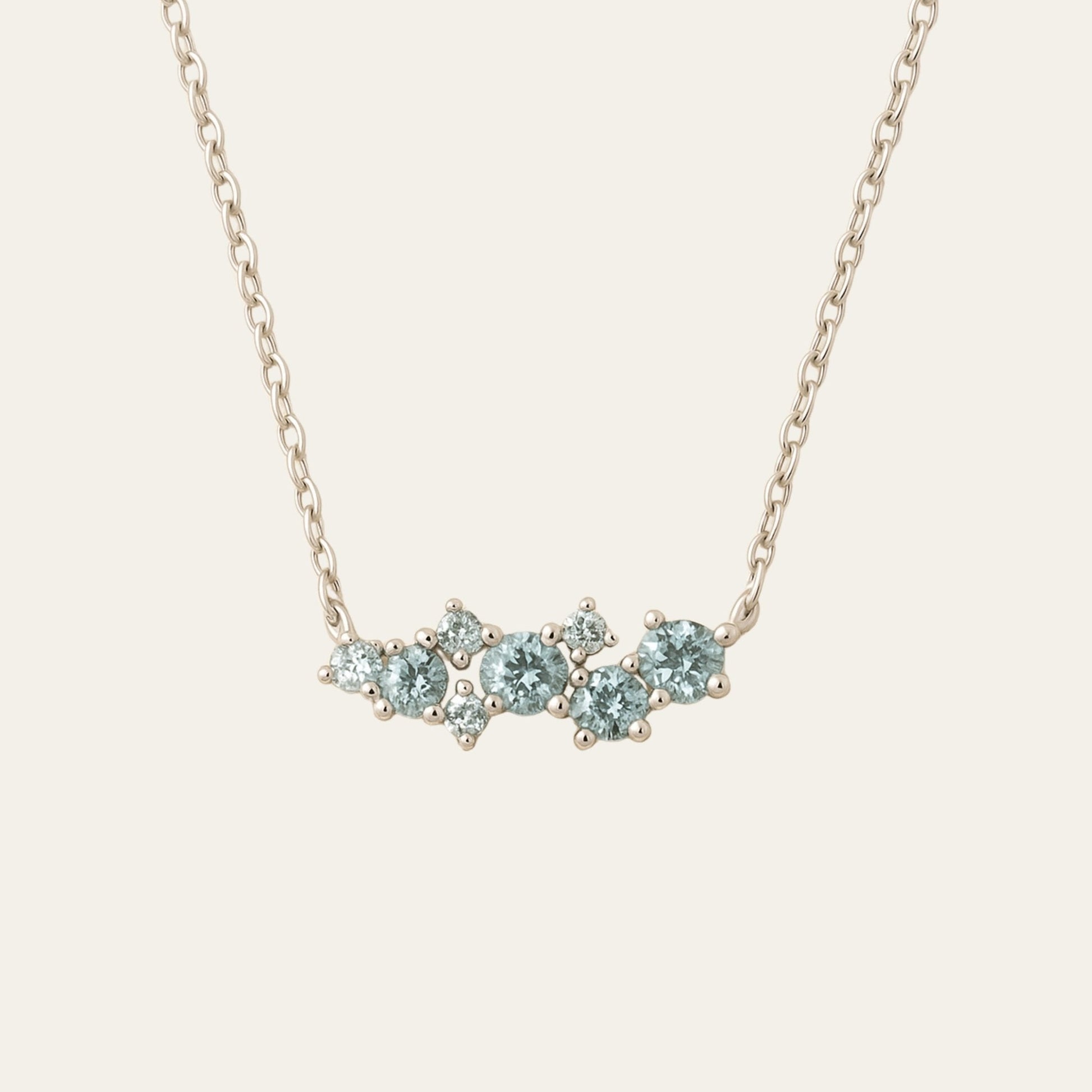 Silver Cluster Gemstone Necklace Elara