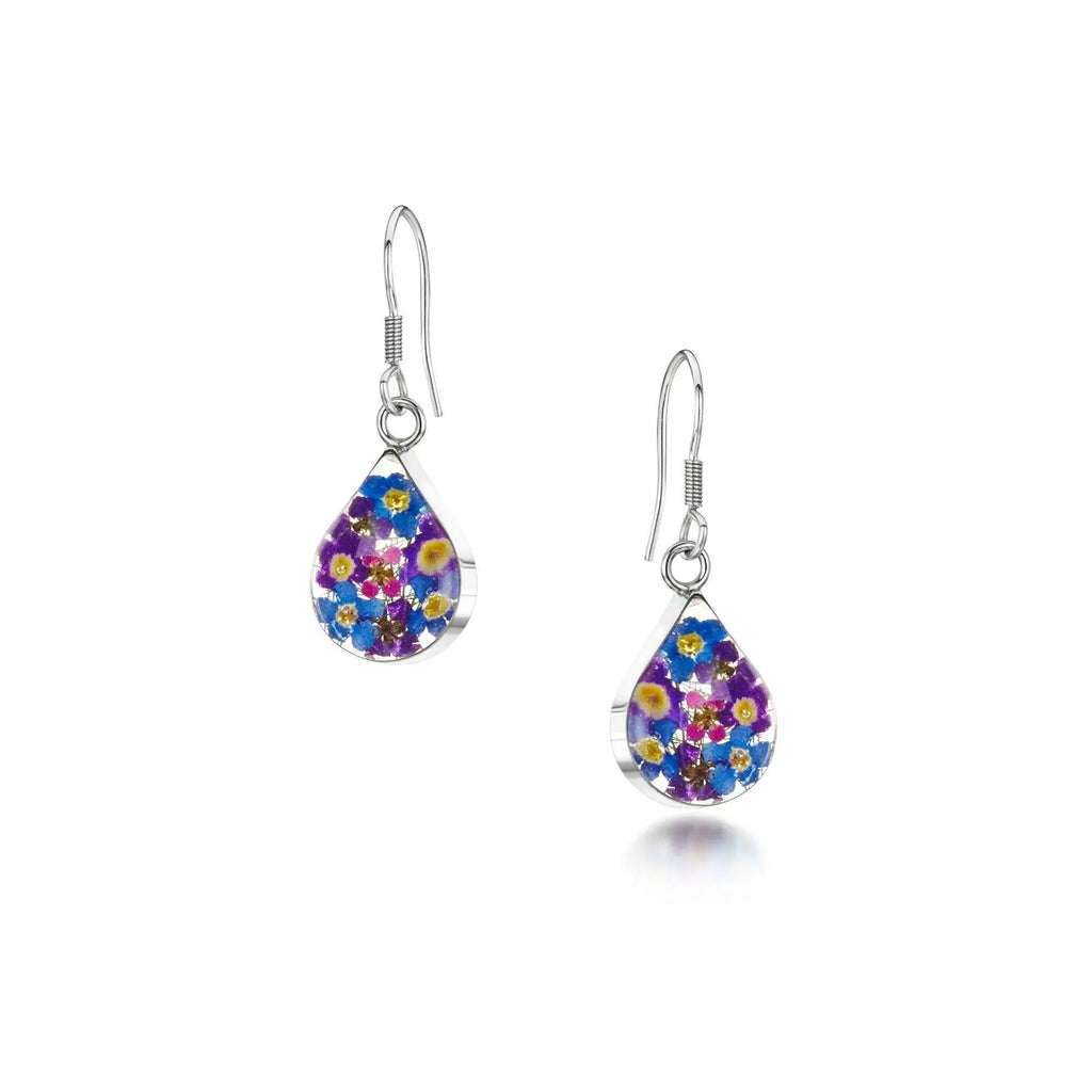 Silver Drop Earrings Purple Haze Teardrop