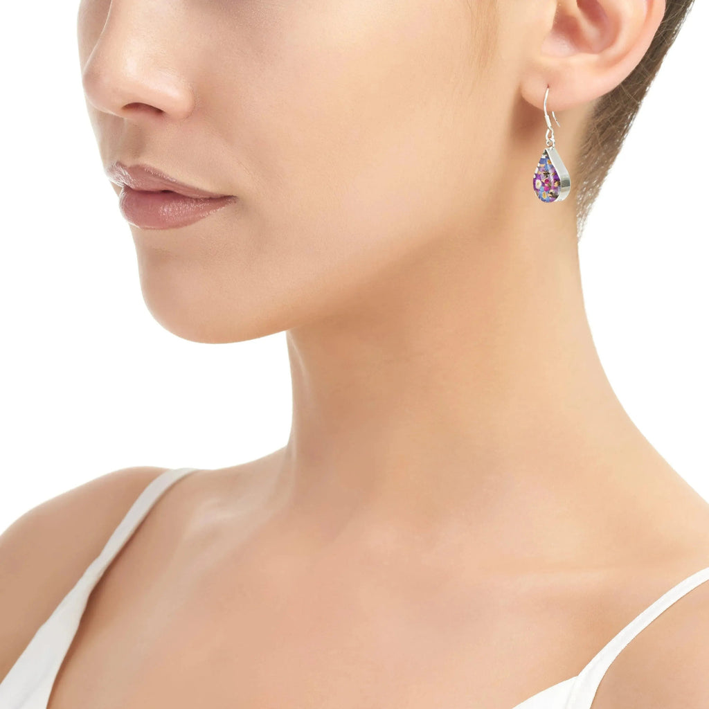 Silver Drop Earrings Purple Haze Teardrop
