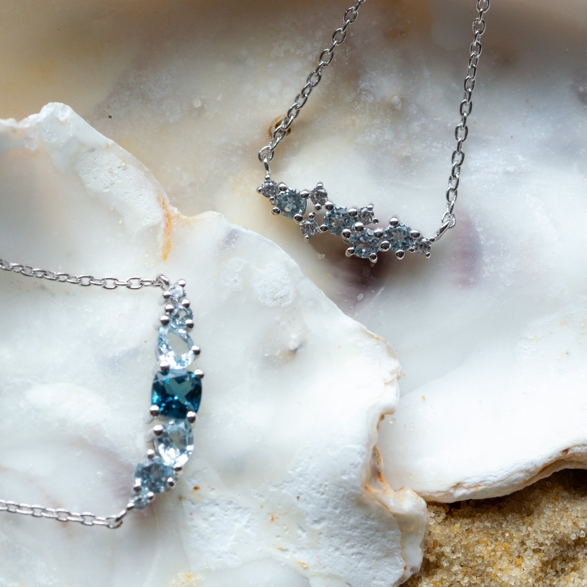 Silver Cluster Gemstone Necklace Elara