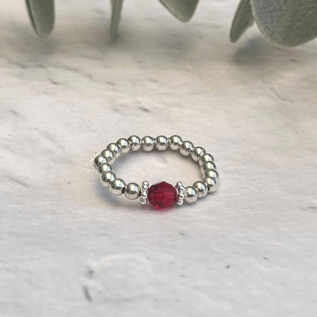 Scarlet Crystal Ring in Sterling Silver
