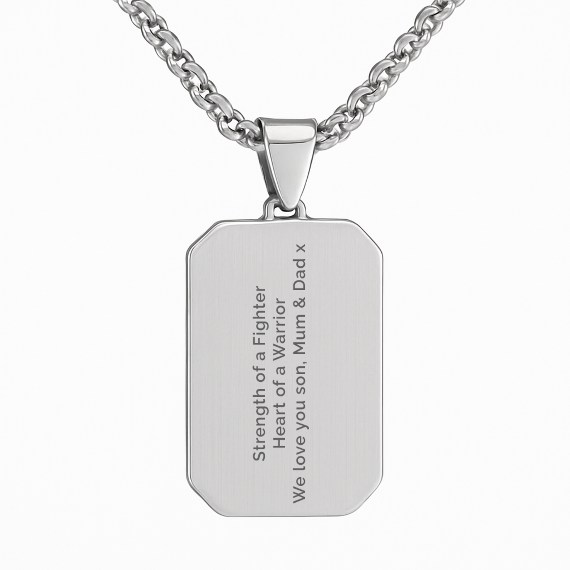 Personalised Men's Contemporary Silver Dog Tag Necklace