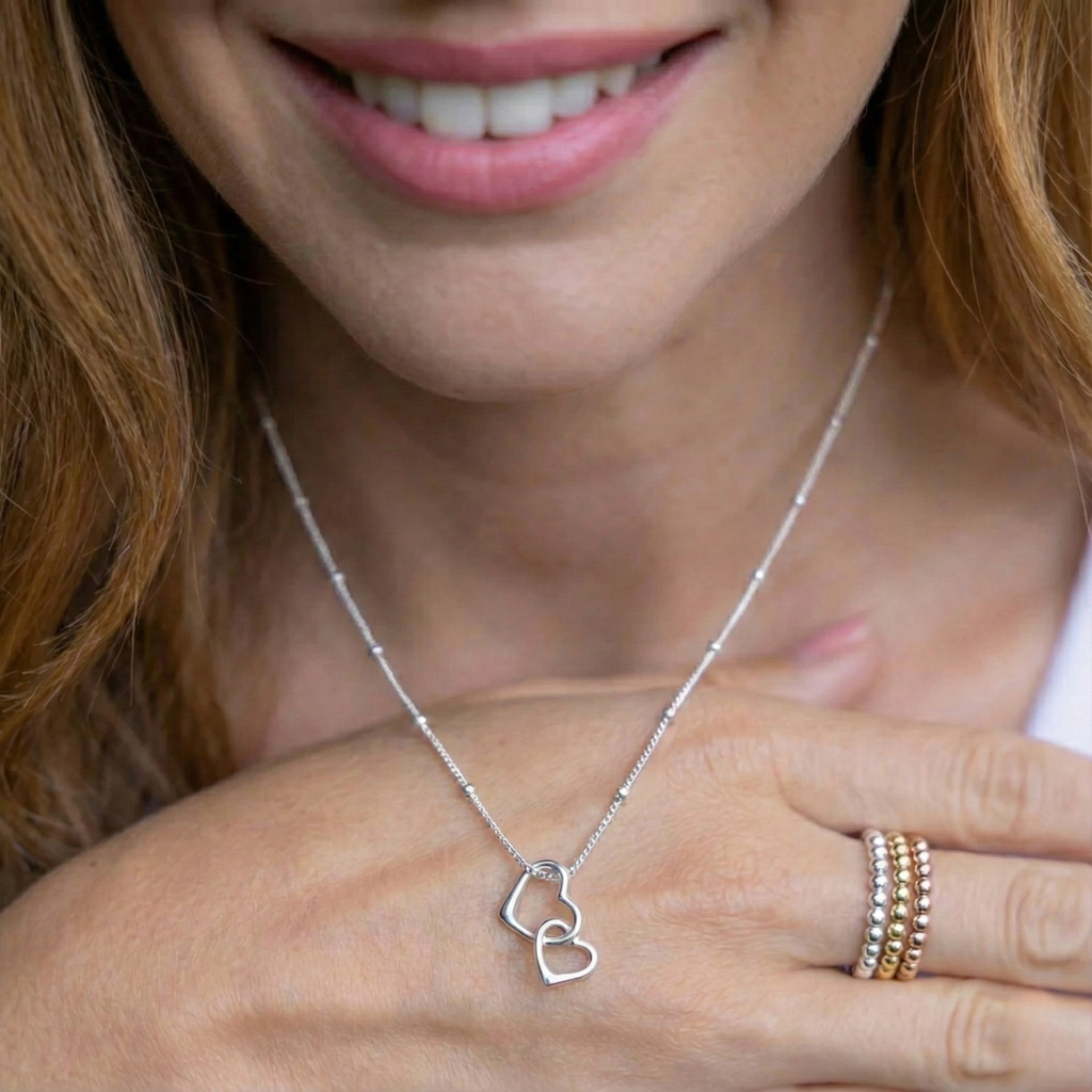 Silver Heart Interlocking Necklace