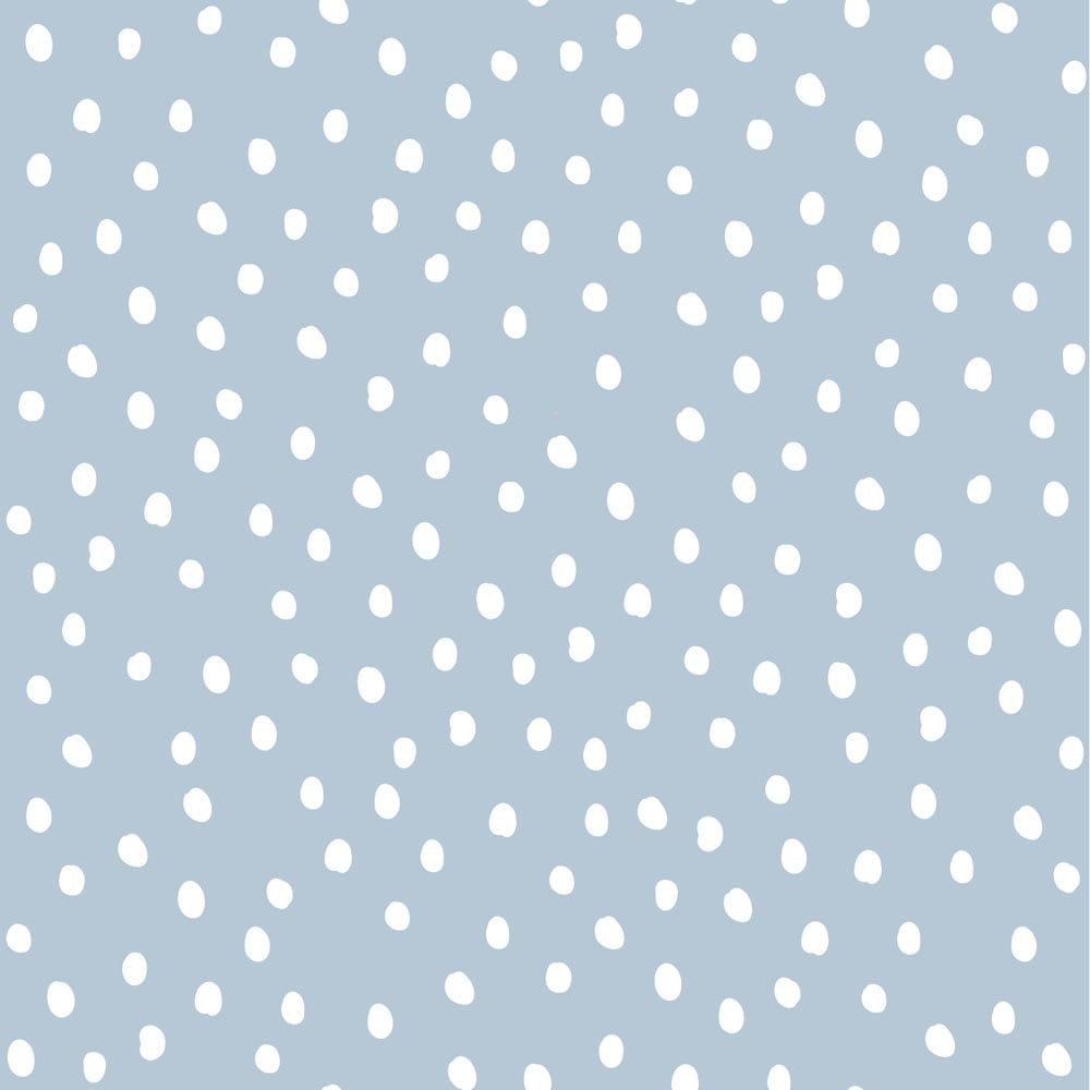 playful light blue irregular dots wallpaper for a kids room, close-up on whimsical pattern