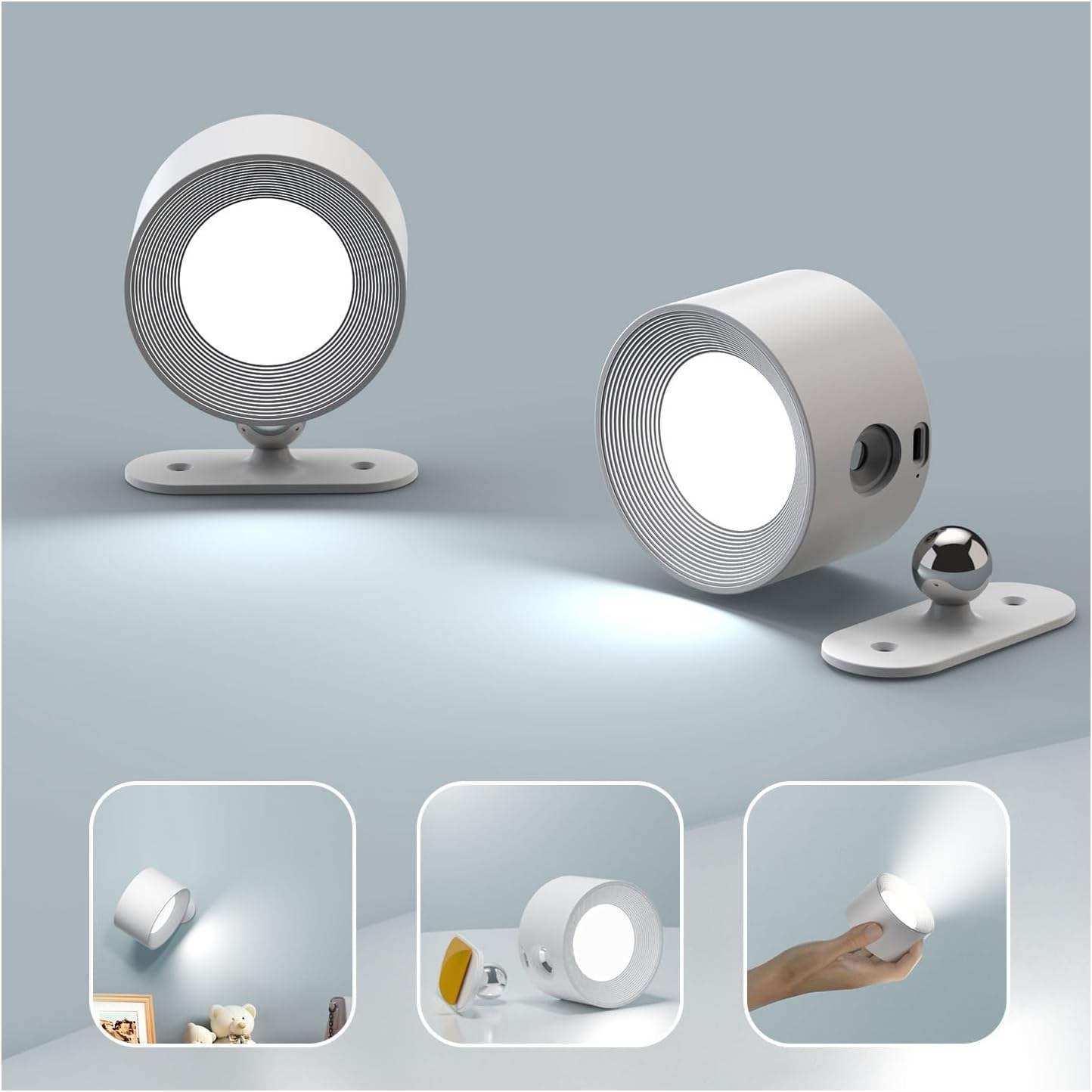 Wall Lamp Cordless Rechargeable Rotating Light