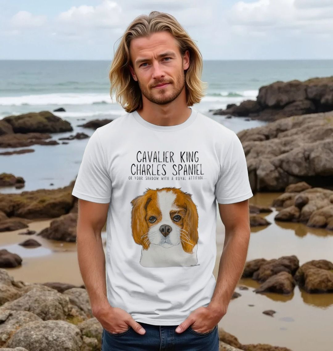 Obey the Crown Sustainable Mens T-Shirt with Cavalier King Charles Spaniel