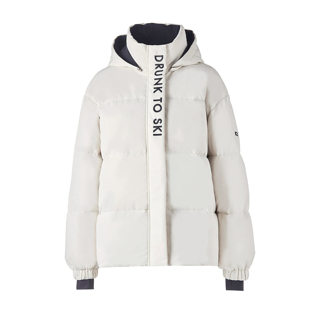 White Zip Up Puffer Ski Jacket