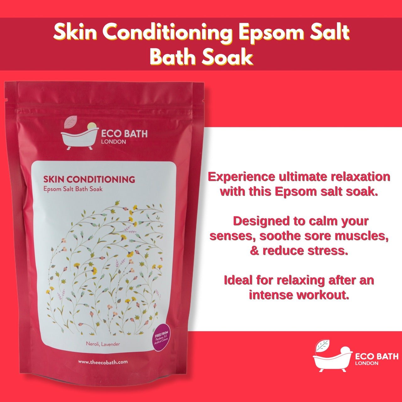 Skin Conditioning Epsom Salt Bath Soak Pouch