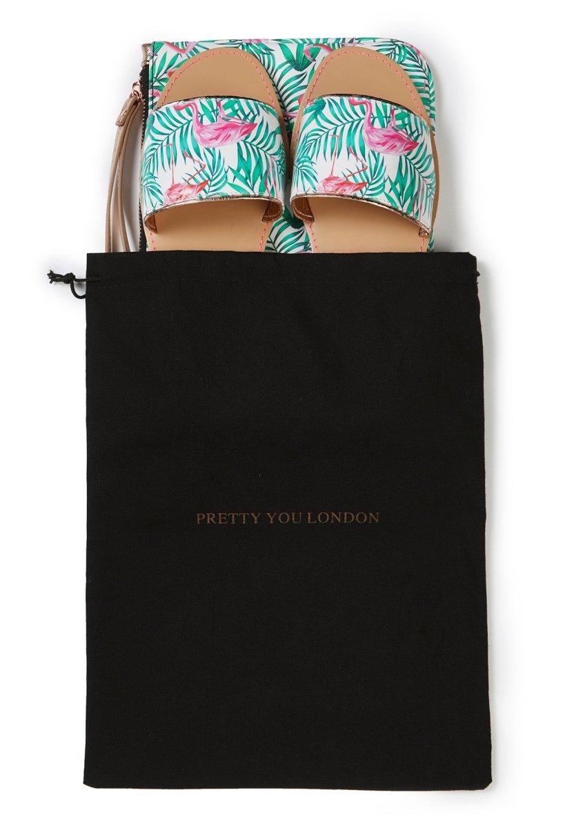 Flamingo Printed Slide and Clutch Set