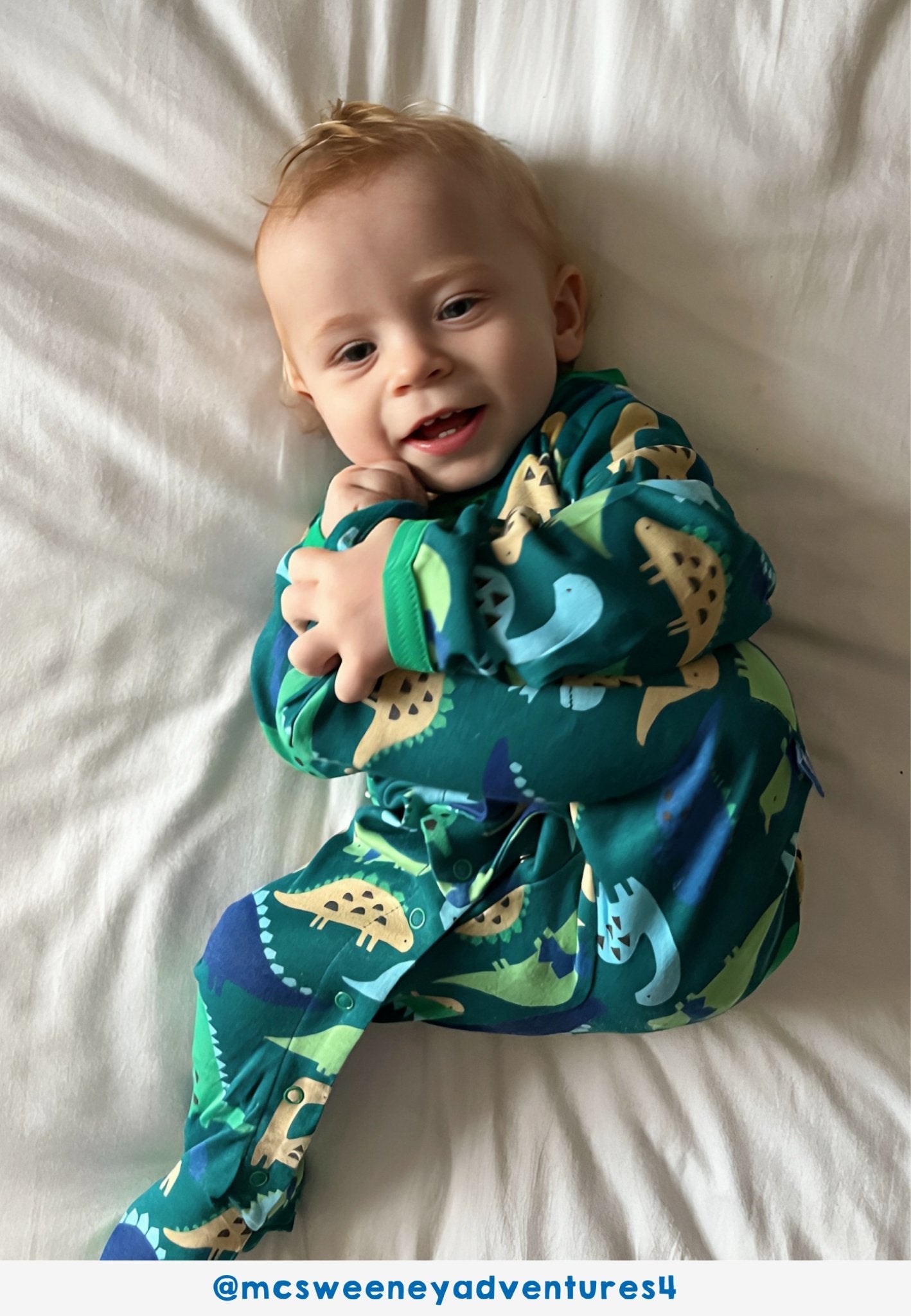 Organic Tonal Dinosaur Print Sleepsuit
