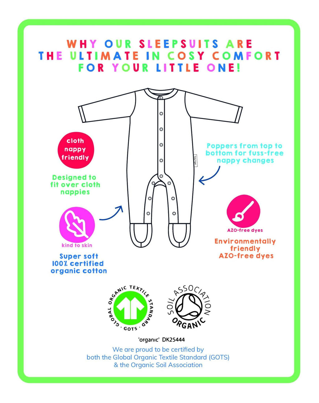 Organic Tonal Dinosaur Print Sleepsuit