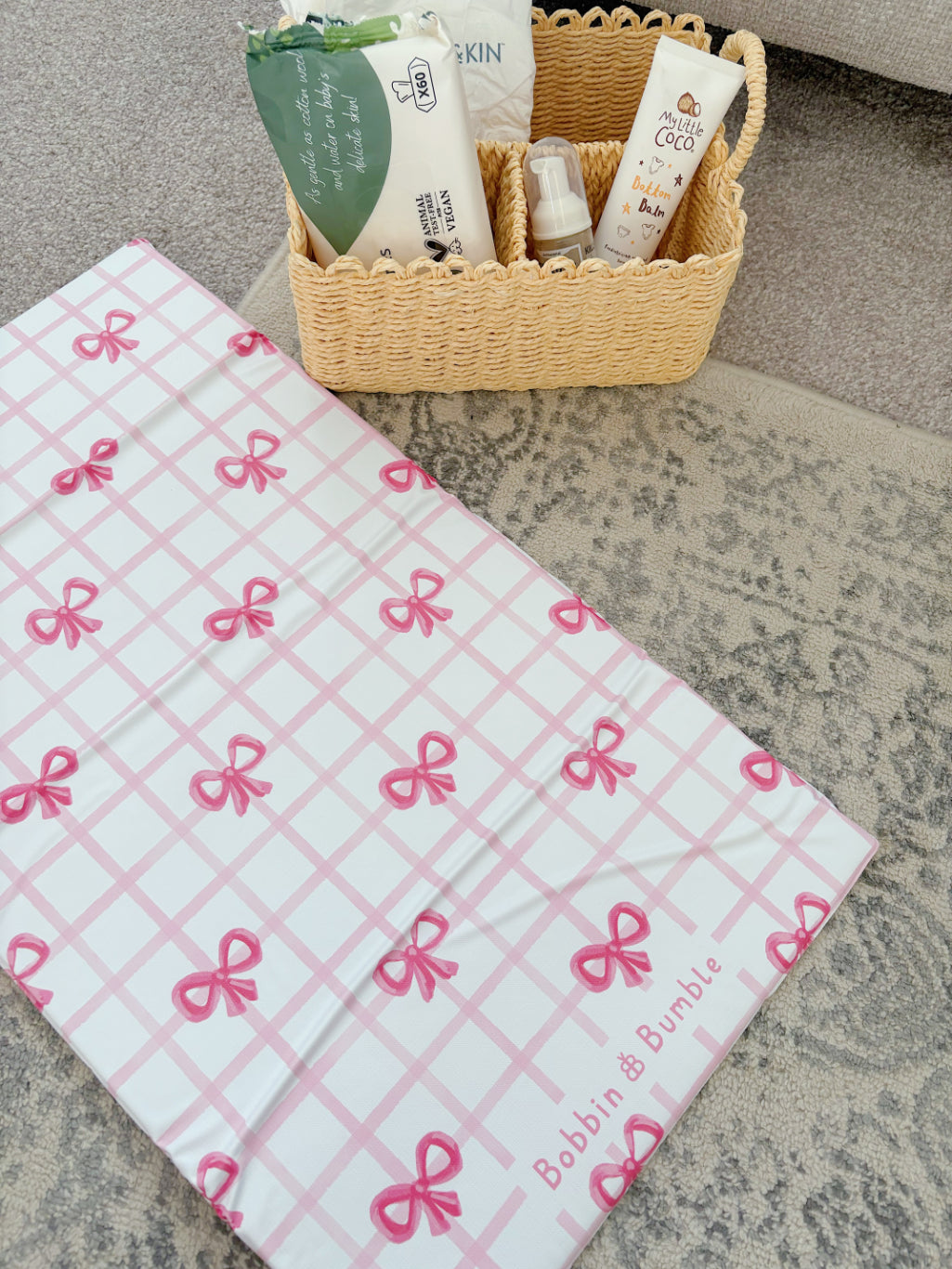 Travel Changing Mat - Pink Bows