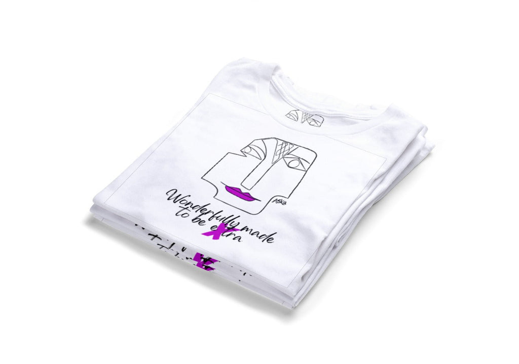 Wonderfully Made to Be Extra Purple Lip White Organic Cotton Tee