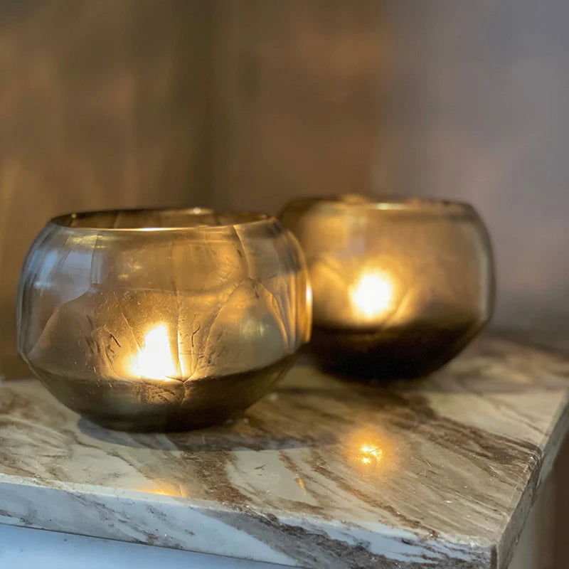 Sulphur Candleholder Smoke Grey 9H 11D cm