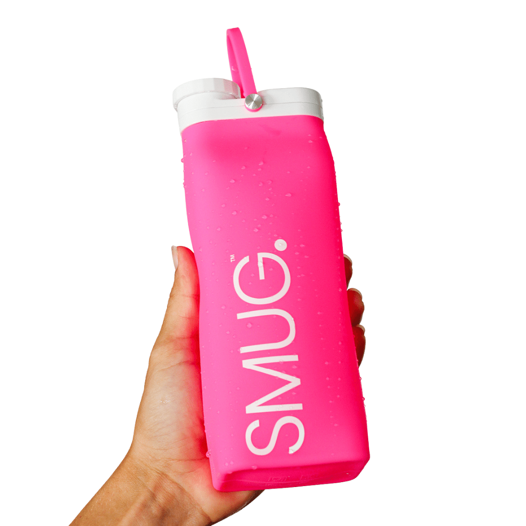 Collapsible Water Bottle in Bright Pink