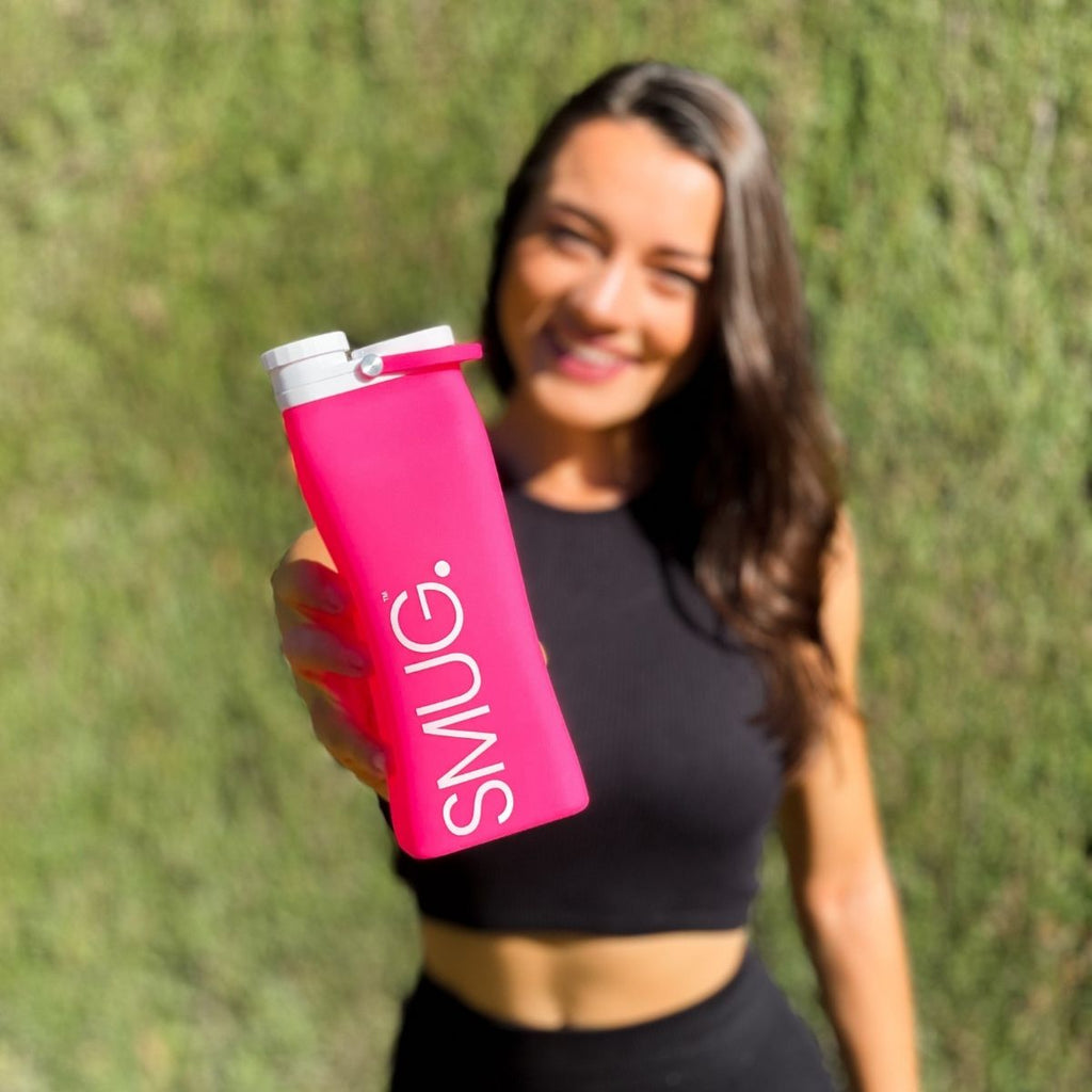 Collapsible Water Bottle in Bright Pink
