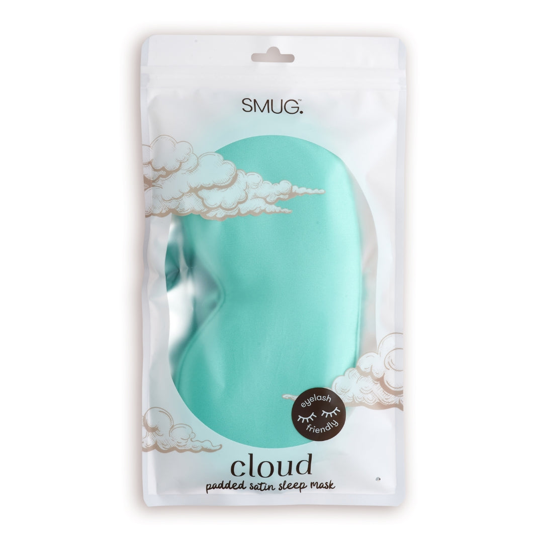 Cloud Padded Satin Sleep Mask in Aqua