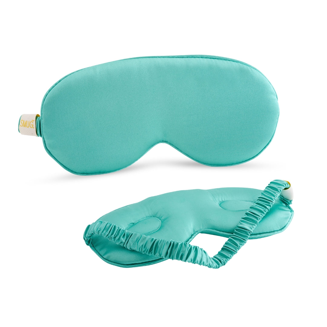 Cloud Padded Satin Sleep Mask in Aqua