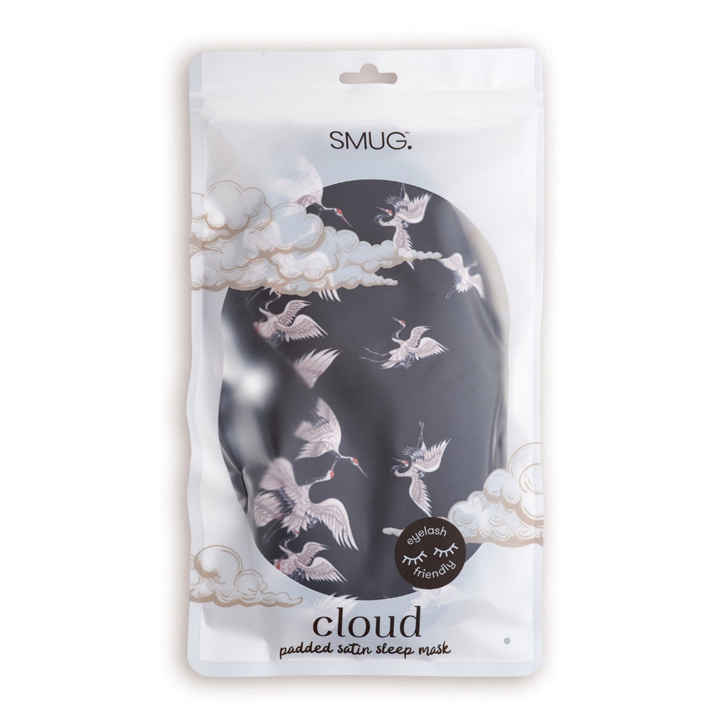 Cloud Padded Satin Sleep Mask in Moonlit Cranes Print