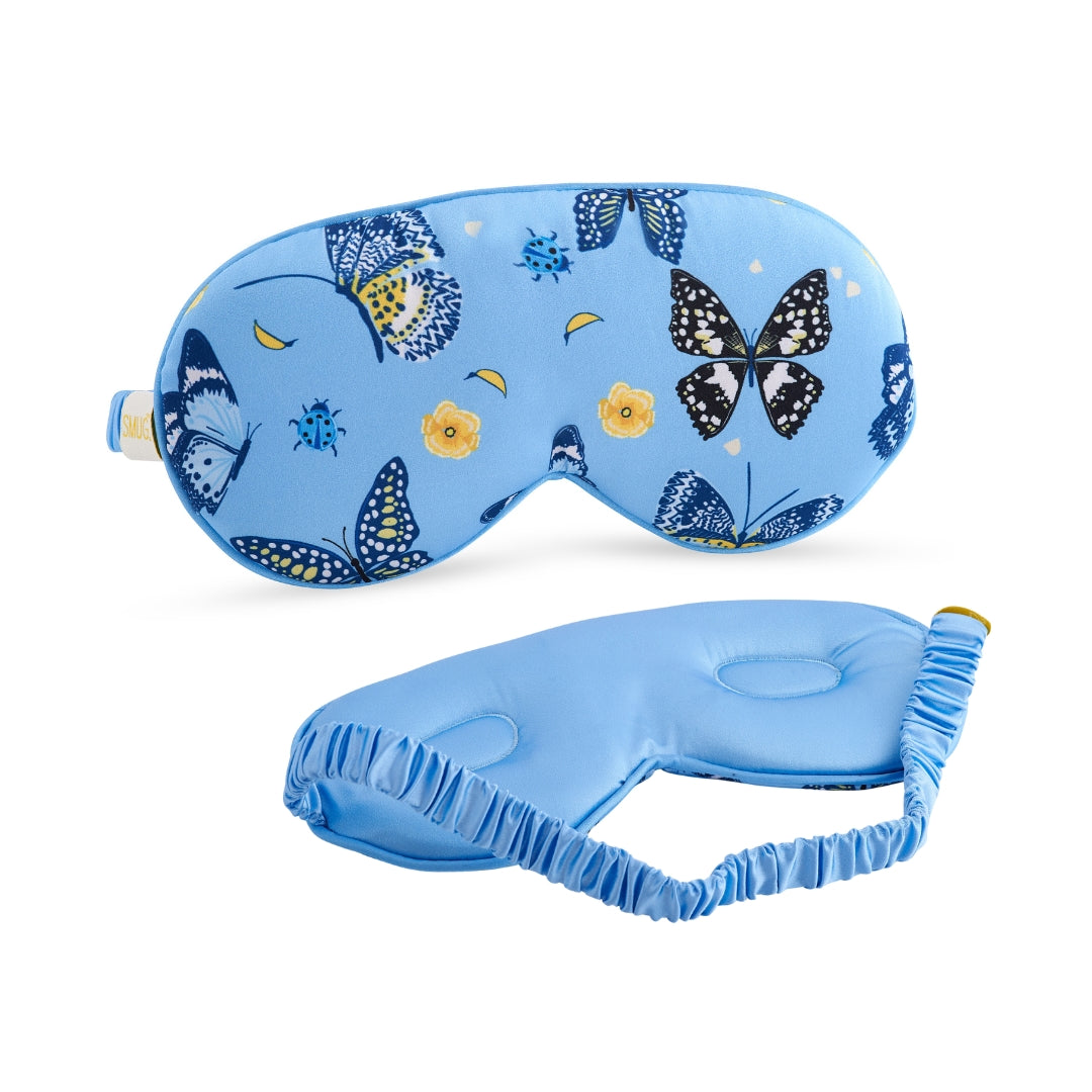 Cloud Padded Satin Sleep Mask in Butterflies Print