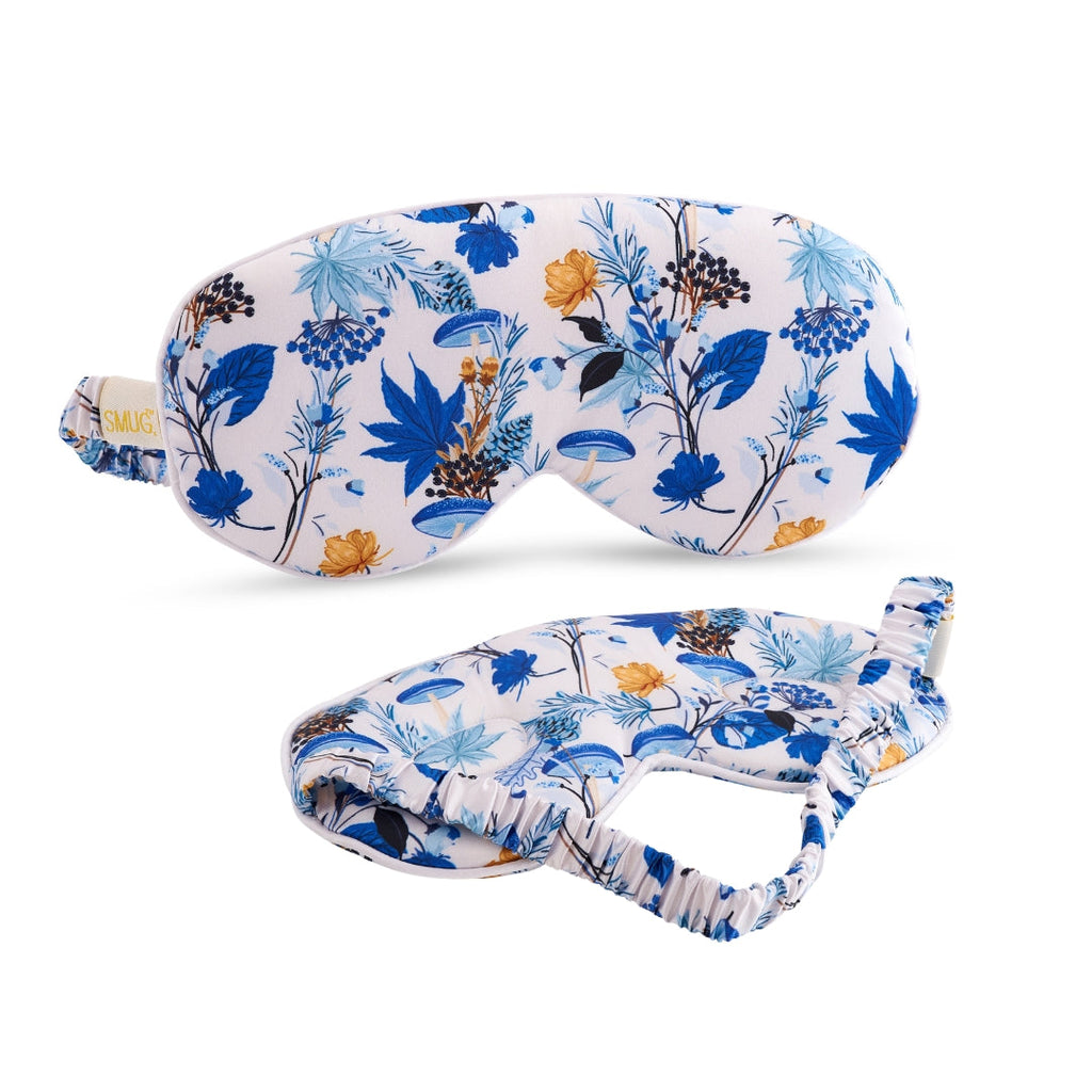 Cloud Padded Satin Sleep Mask in Cornflower Print