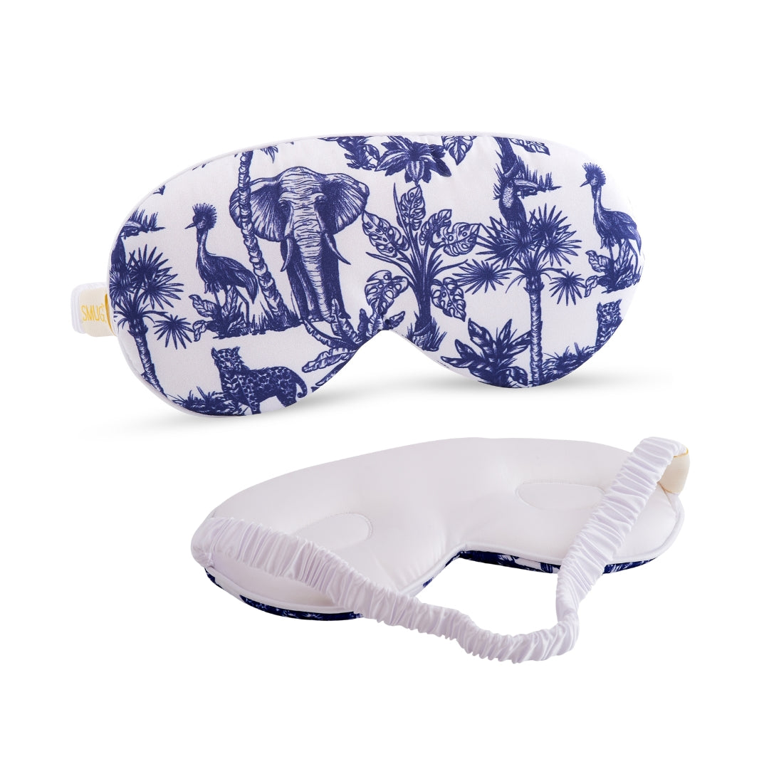 Cloud Padded Satin Sleep Mask in Elephant Print