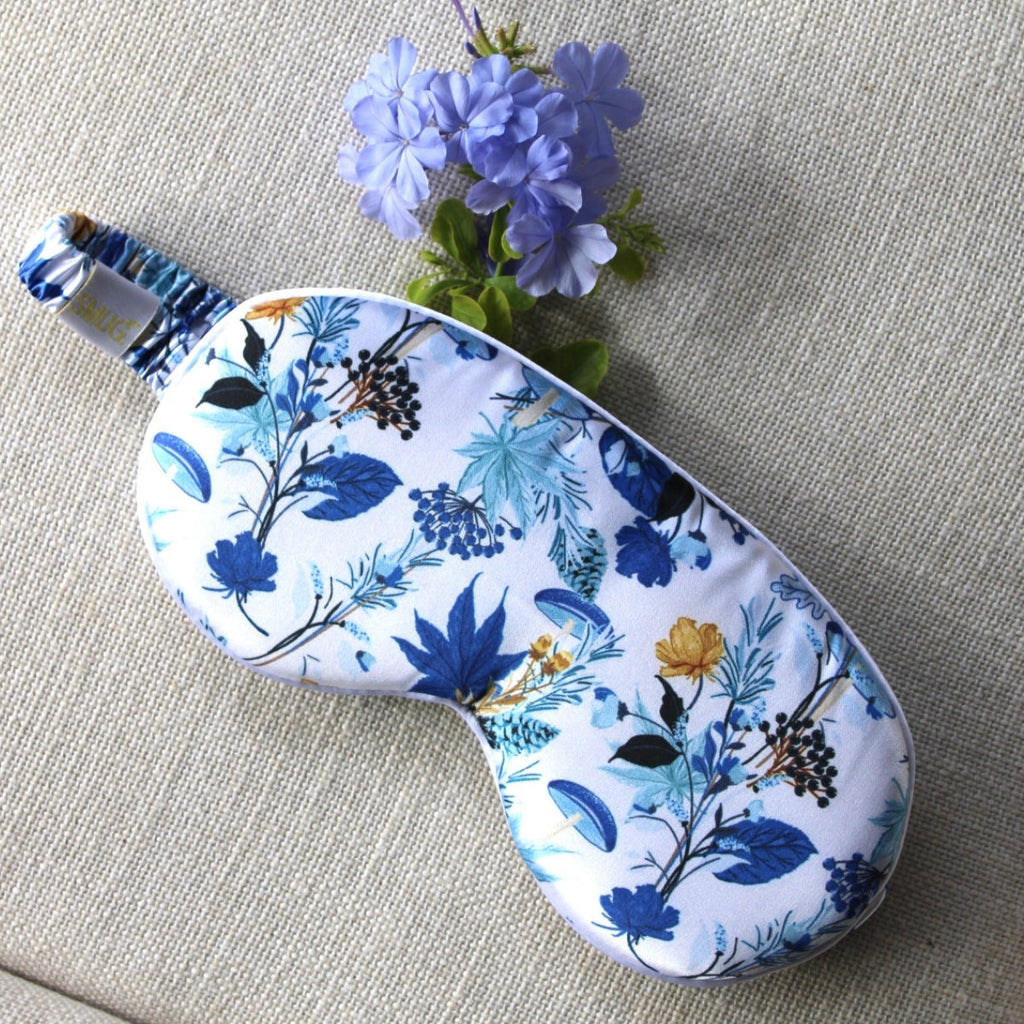 Cloud Padded Satin Sleep Mask in Cornflower Print